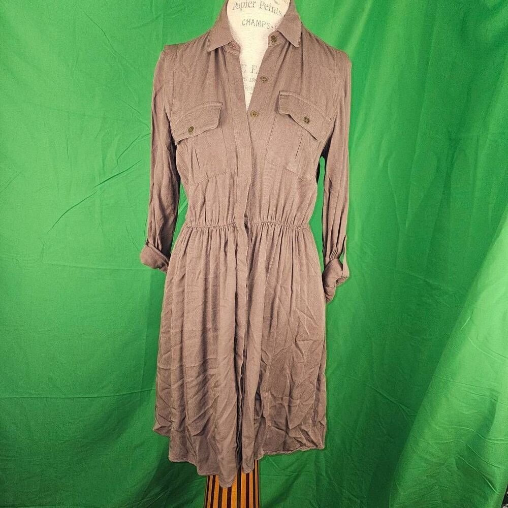 Maeve‎ Anthropologie Womens Taupe Shirt Dress Small